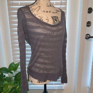3/$10 Sheer Grey Long-sleeve Top - XS